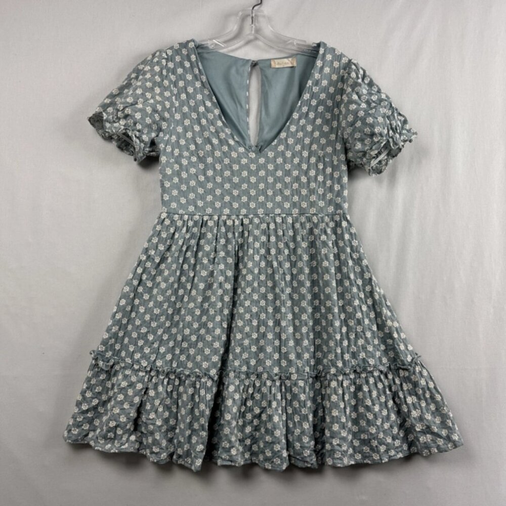 ALTAR'D STATE Babydoll Dress Womens Size M Mini Embroidered Ruffled Ditsy Floral